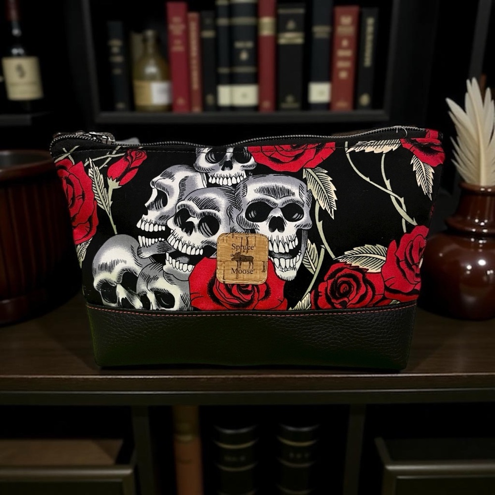Skull and Roses Cosmetic Bag